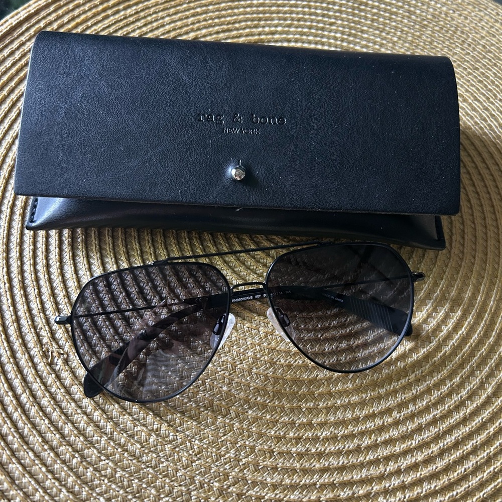 Rag & Bone Black Aviator Sunglasses and Case